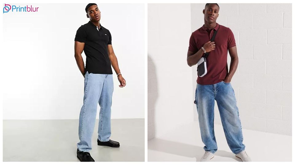 Polo t-shirt with baggy jeans