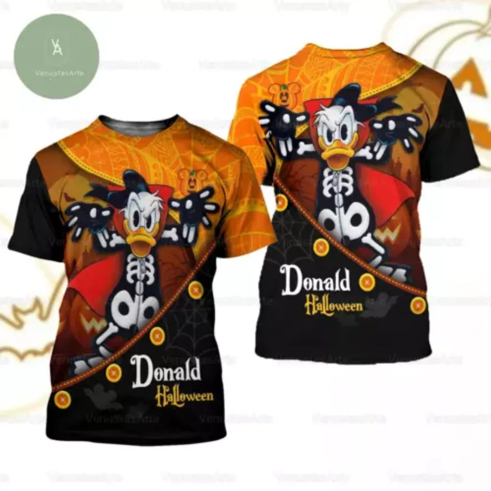 Halloween Donald Duck Skeleton 3D T-SHIRT US Size All Over Print