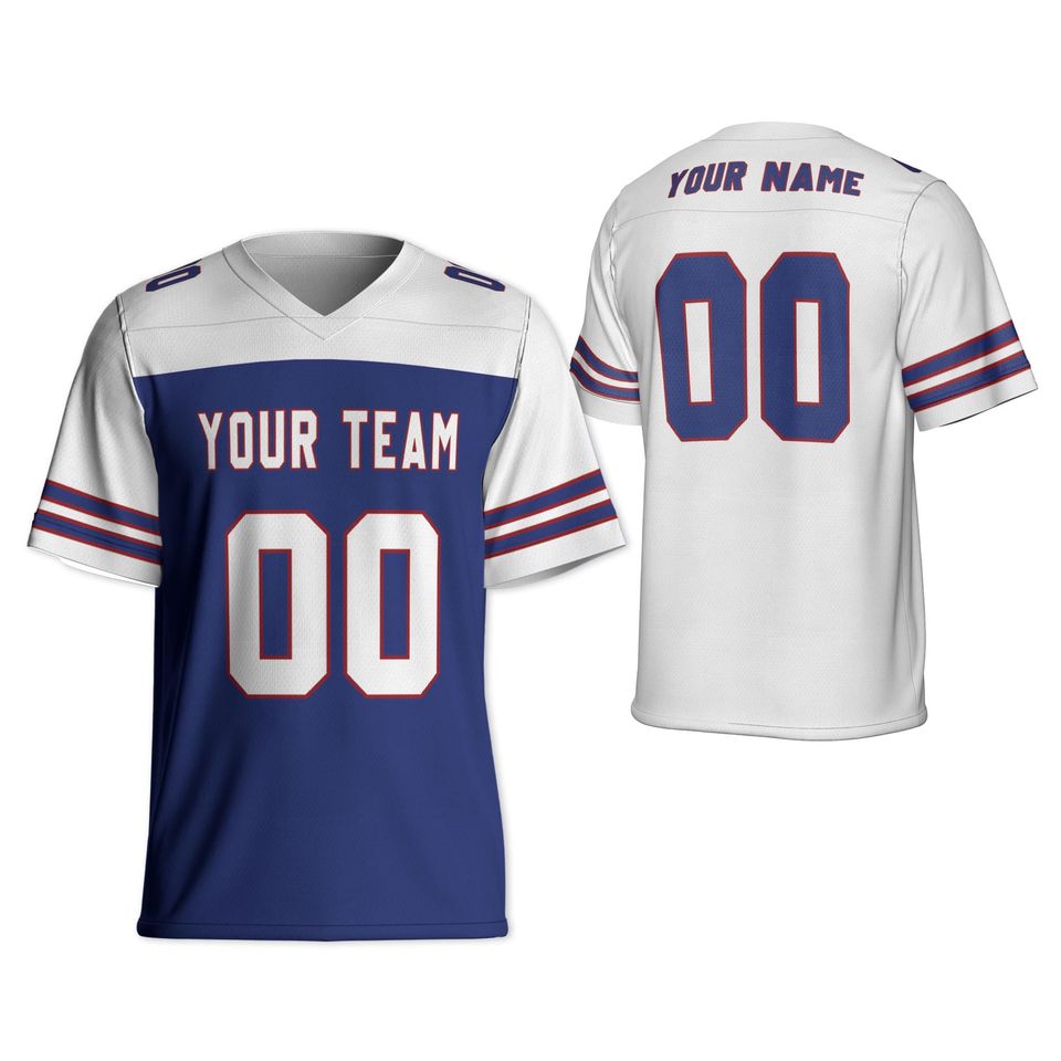 Personalized Football Blue and white Jersey I2, Buffalo Football Jersey ...