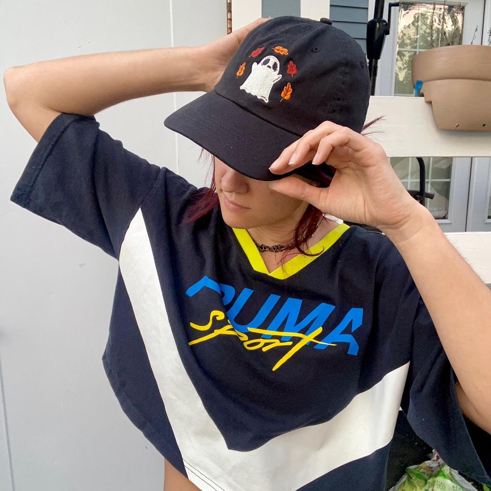 Fall Ghost Dad Hat- Embroidered Halloween Baseball Cap