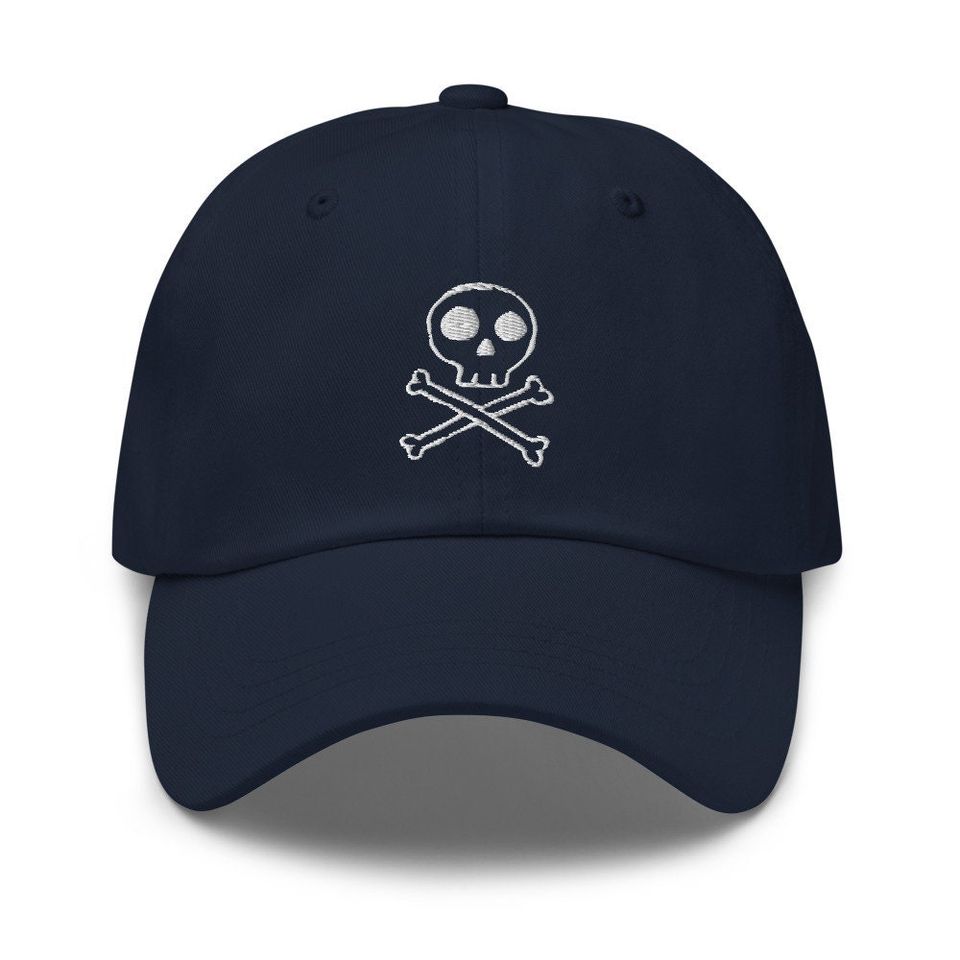 Skull crossbones baseball caps for women's embroidered baseball