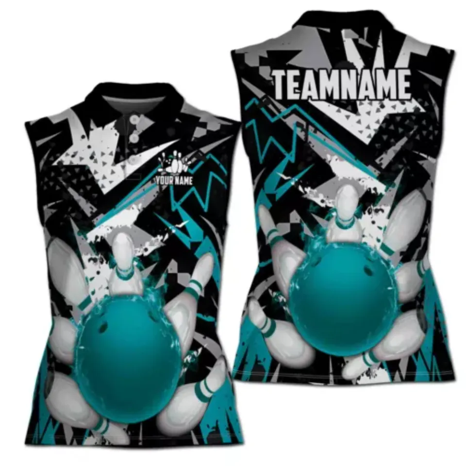Personalized Bowling Strike Bowling Pin Women Sleeveless Polo