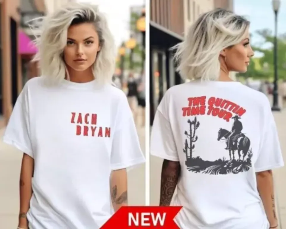 Zach Bryan Front And Back Country Music 2024 The Quittin Time Tour T