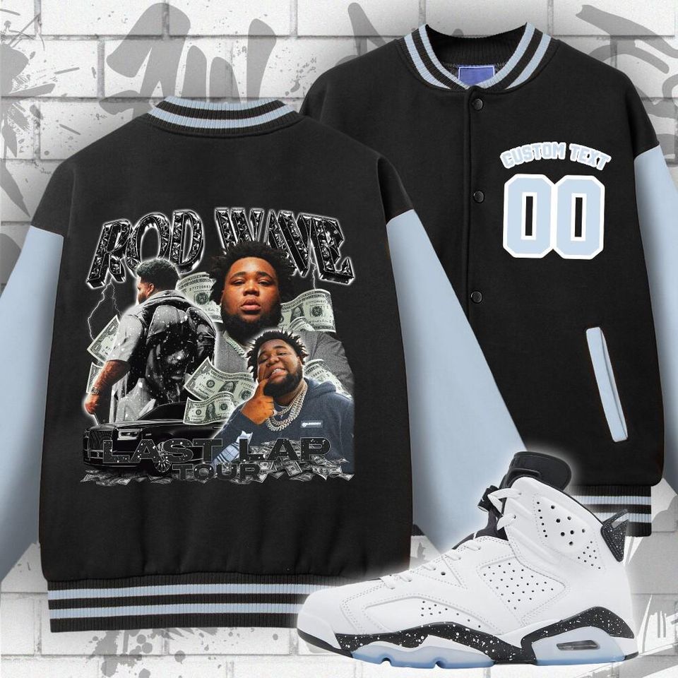 Custom AJ 6 Reverse Oreo Unisex Varsity Jacket, Rd Wave Last Lap Tour, Varsity Jacket To Match Sneaker