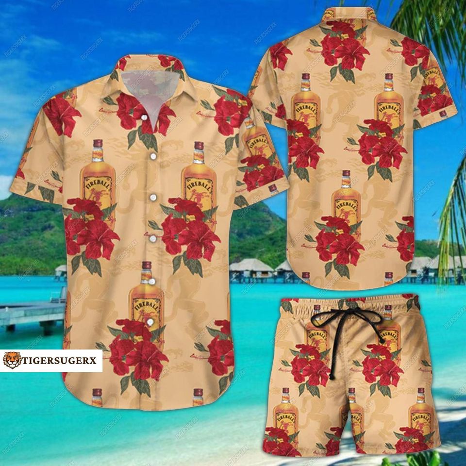 Fireball Button Shirt/Shorts, Fireball Mens Shorts, Fireball Whisky ...