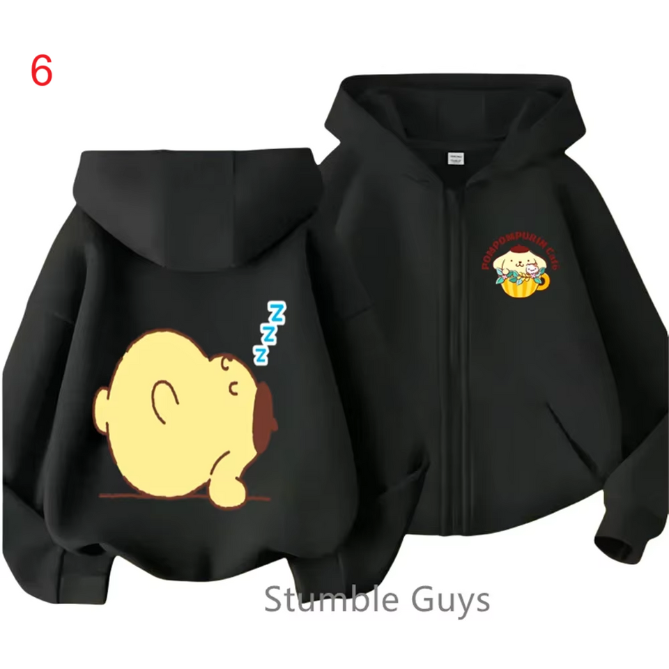PomPomPurin Double Sided Zipper Hoodie | Unisex Zip Up Jacket