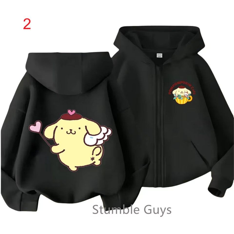 PomPomPurin Double Sided Zipper Hoodie | Unisex Zip Up Jacket
