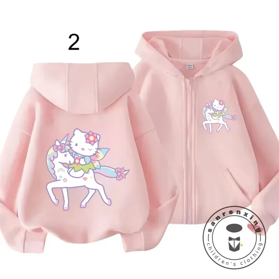 Hello Kitty Double Sided Zipper Hoodie | Cute Cartoon Jacket