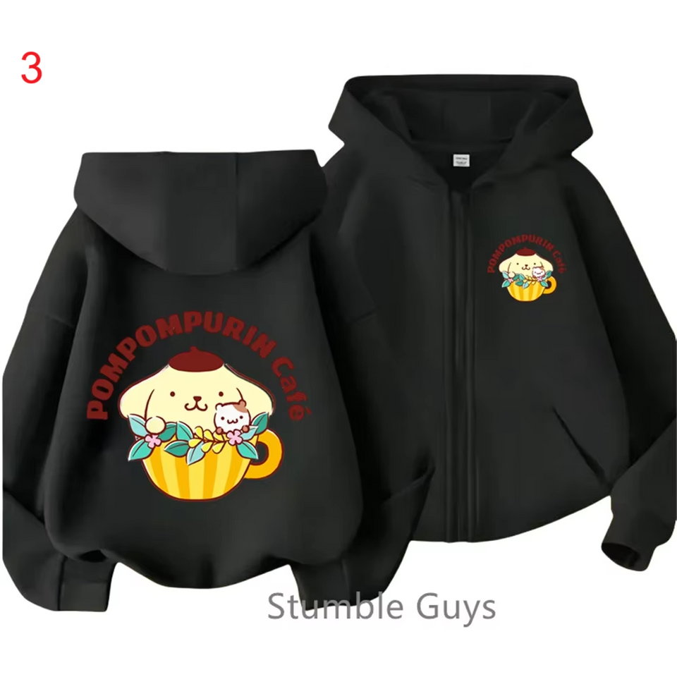 PomPomPurin Double Sided Zipper Hoodie | Unisex Zip Up Jacket