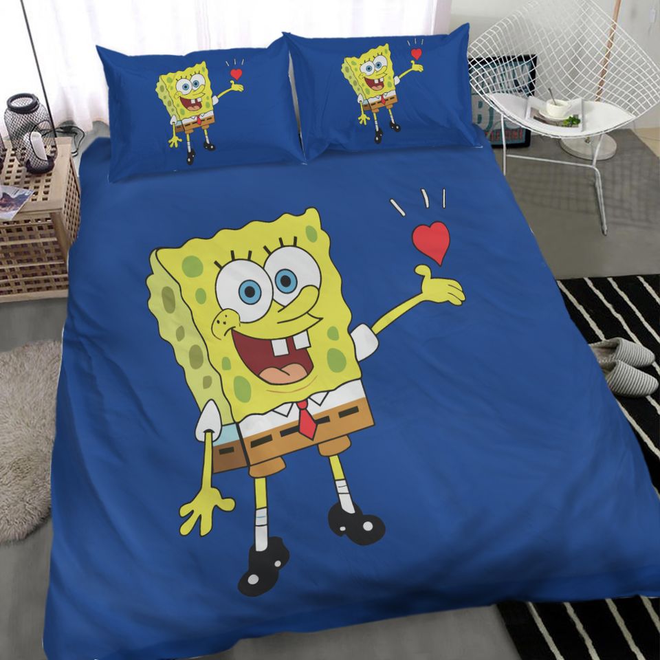 SpongeBob Cartoon Fitted Sheets Anime Printing Cute Children's Bedding Set ​