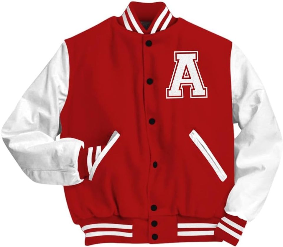 Dunkare Red Taxi 12s Baseball Jacket, Custom Lips Money Talk Varsity Jacket Outfit
