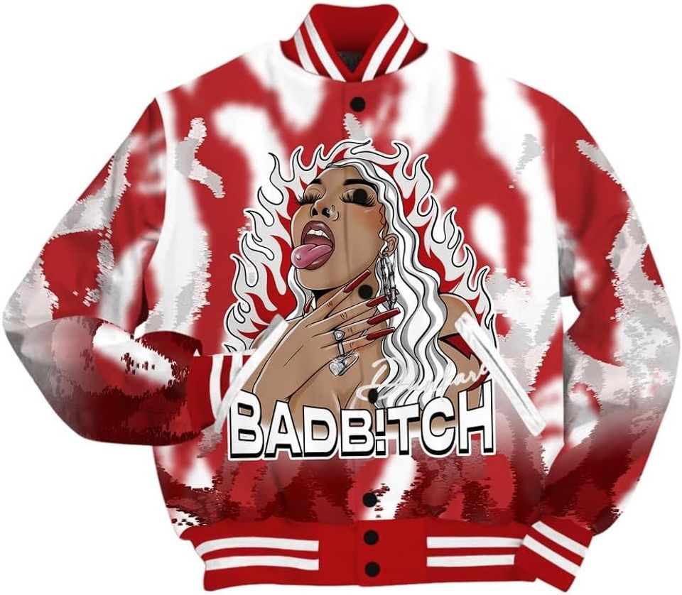 Dunkare Red Taxi 12s Baseball Jacket - Bad B!tch Burn Varsity Jacket Unisex New