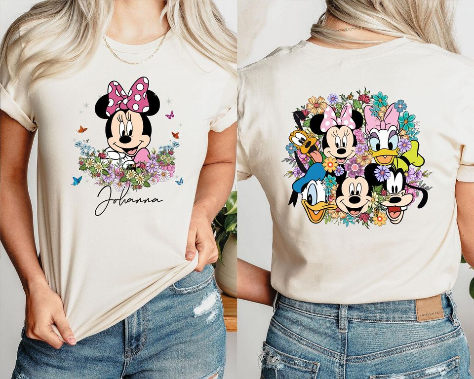 Custom Disney T-Shirt, Two Sided Disney Characters T-Shirt, Disneyland ...