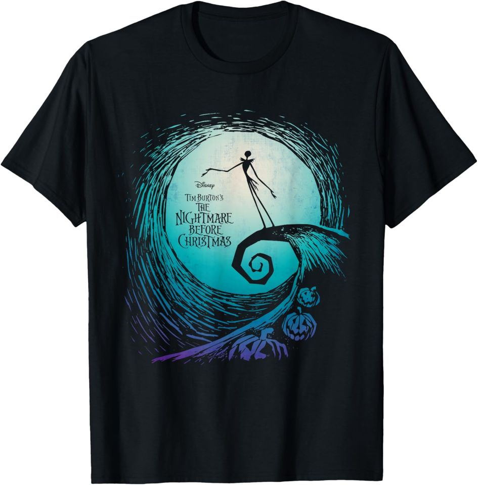 The Nightmare Before Christmas T Shirt Jack Skull Pocket Logo da Donna Skinny Size L