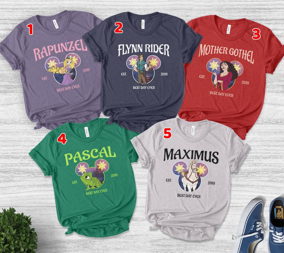 Tangled Shirt, Rapunzel Shirt, Flynn Rider, Maximus, Pascal, Mother ...