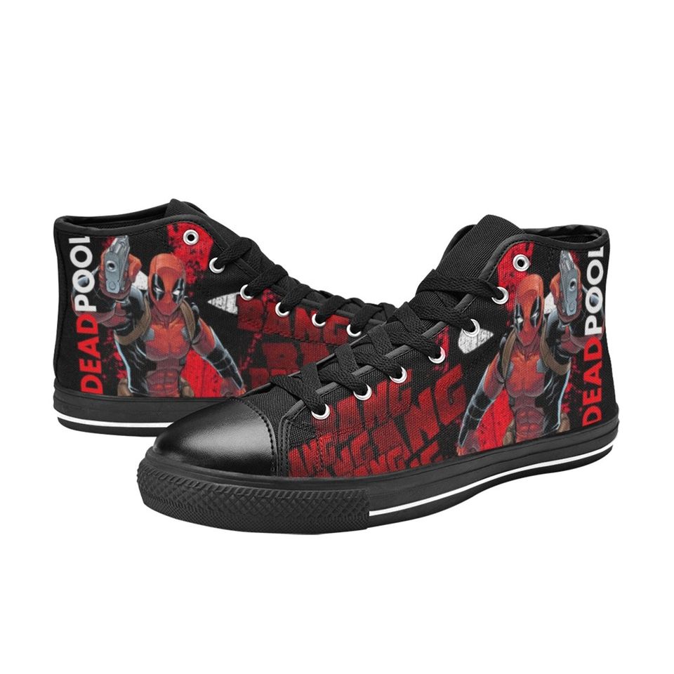 Deadpool Bang Bang High Top Sneakers, Deadpool Sneakers