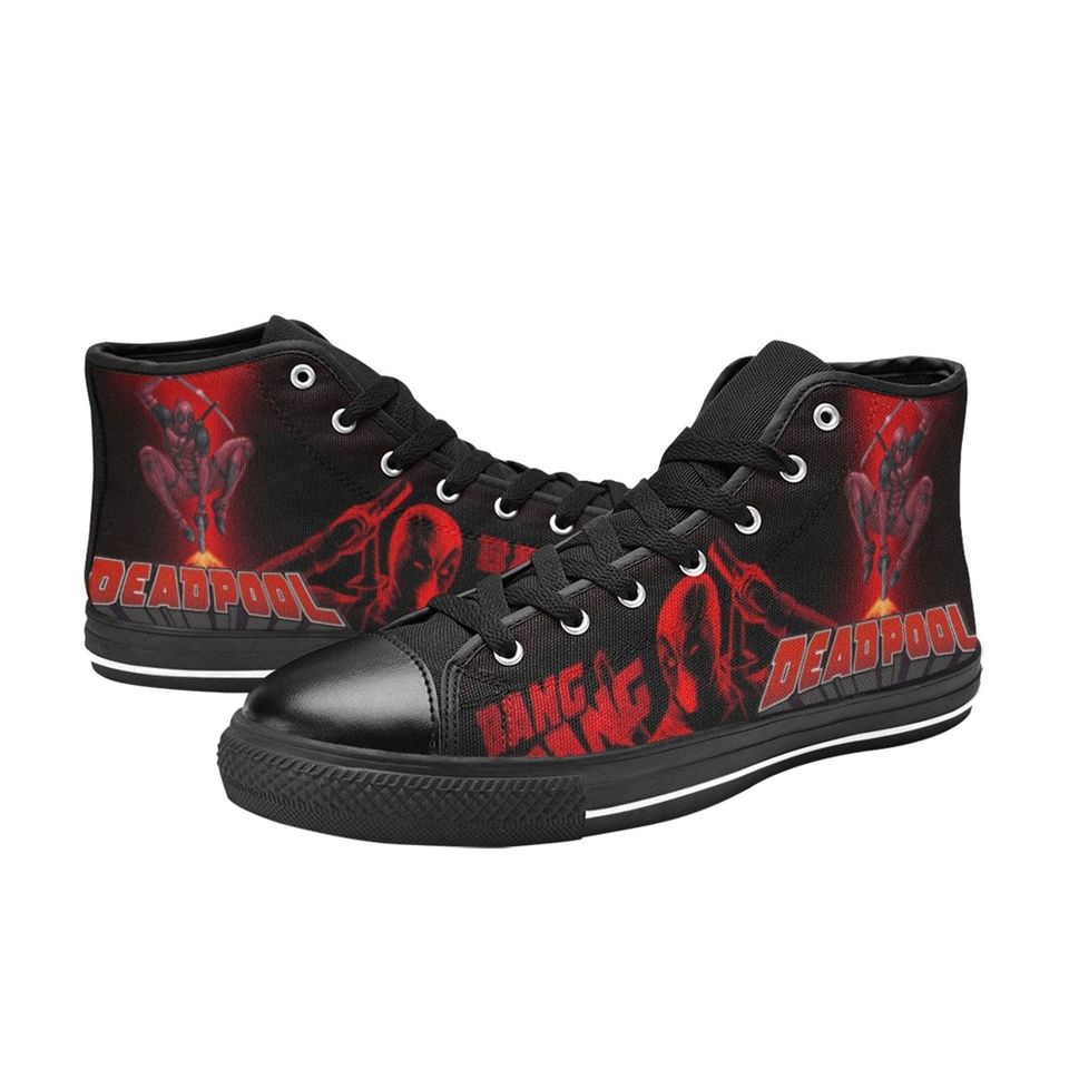 Deadpool Canvas High Top Sneakers, Bang Bang Deadpool Shoes