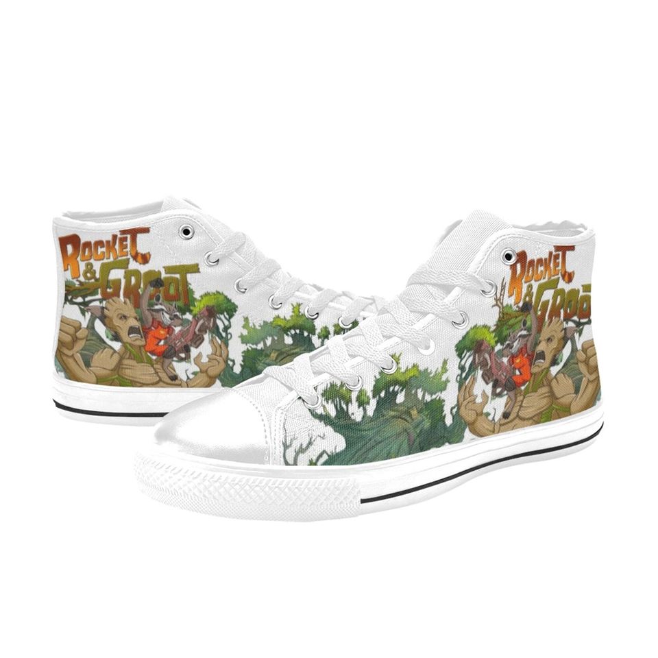 Rocket & Groot High Top Sneakers, Disney Groot Shoes