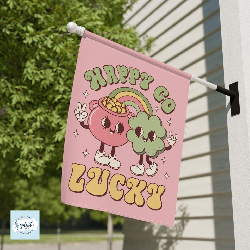 Discover Happy Go Lucky St Patricks Day House Flag