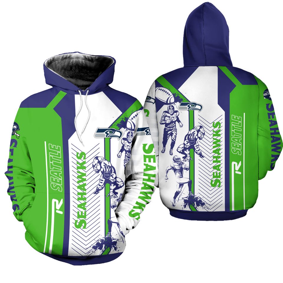 Seattle Seahawks Men's Pullover Hoodie Sweatshirt Workout Gym Jogging Jacket
