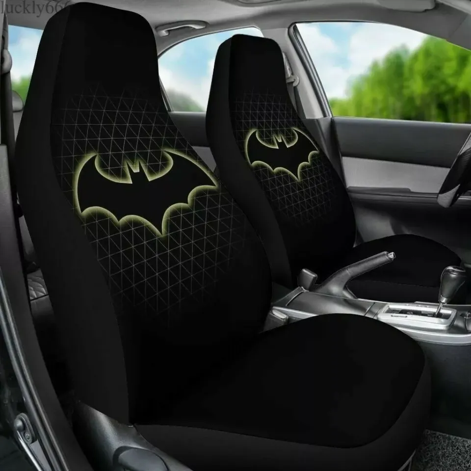 Official Batman Car Seat Covers And Floor Mats Set - Front & Rear Bench With Extra Cushion