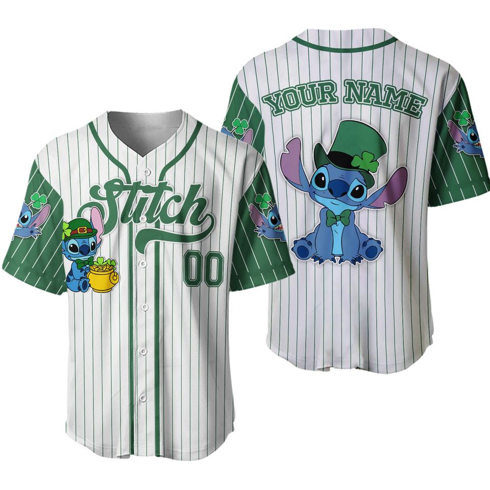 Custom Stitch Saint-Patrick's Day Baseball Jersey, Custom Disney Saint ...