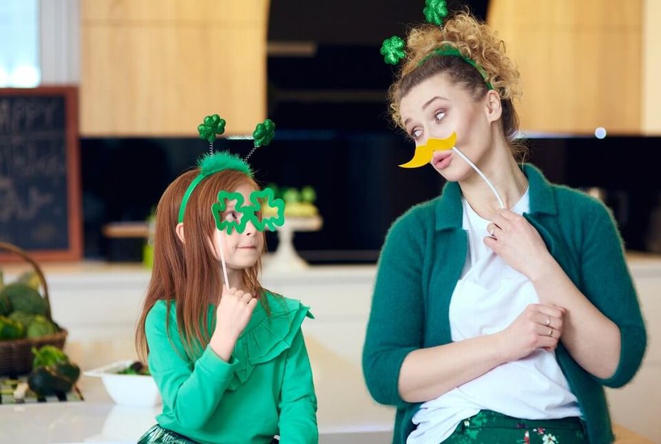 mother and daughter wearing green on St. Patrick's Day