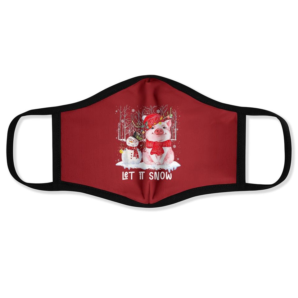 Let It Snow Pig and Snowman Christmas Face Masks