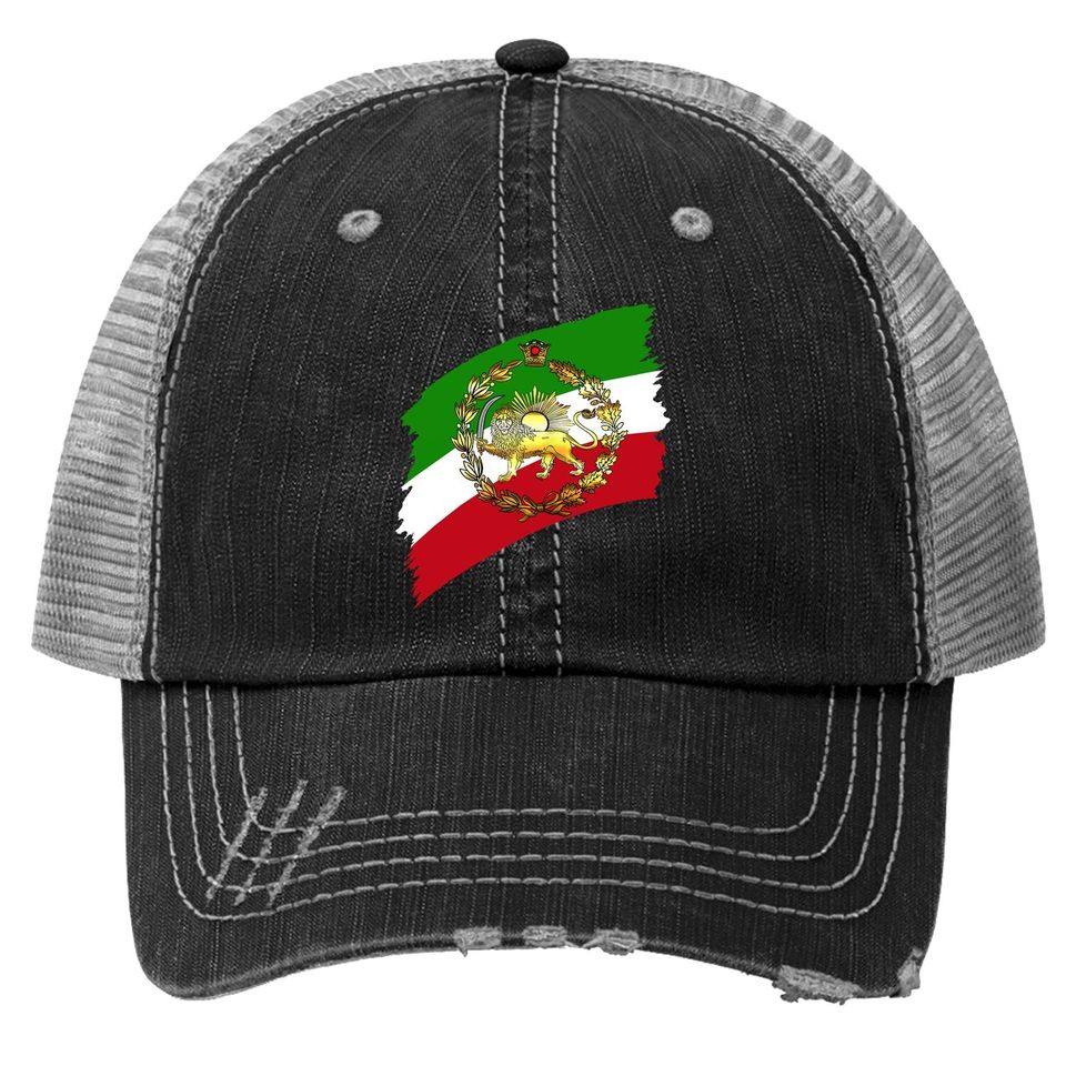 Iran Flag With Lion And Crown Trucker Hat