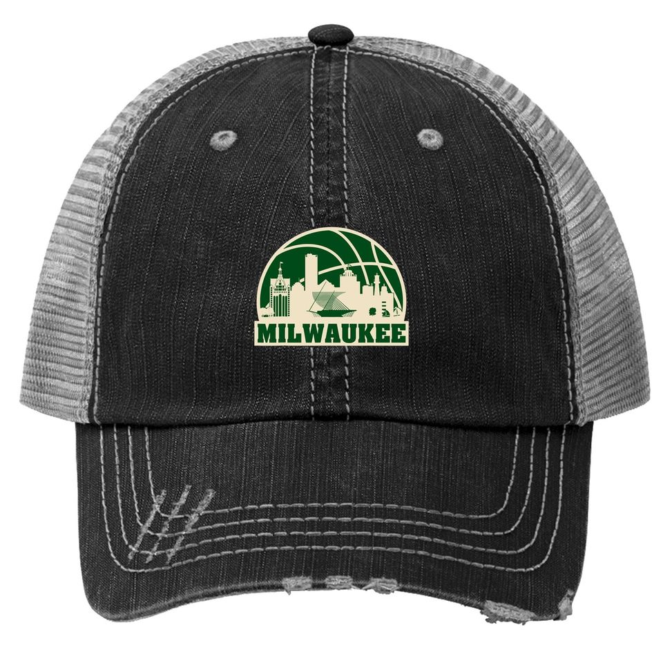 Milwaukee Basketball Vintage Cityscape Trucker Hat