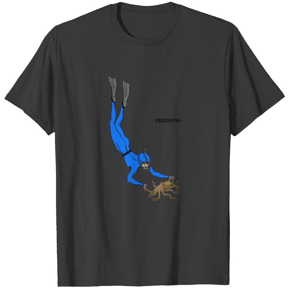 Freediving Diver Observing an Octopus Underwater T-shirt