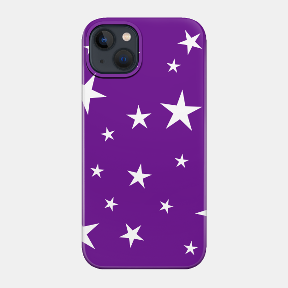 White Stars Pattern on Purple - Star Pattern - Phone Case