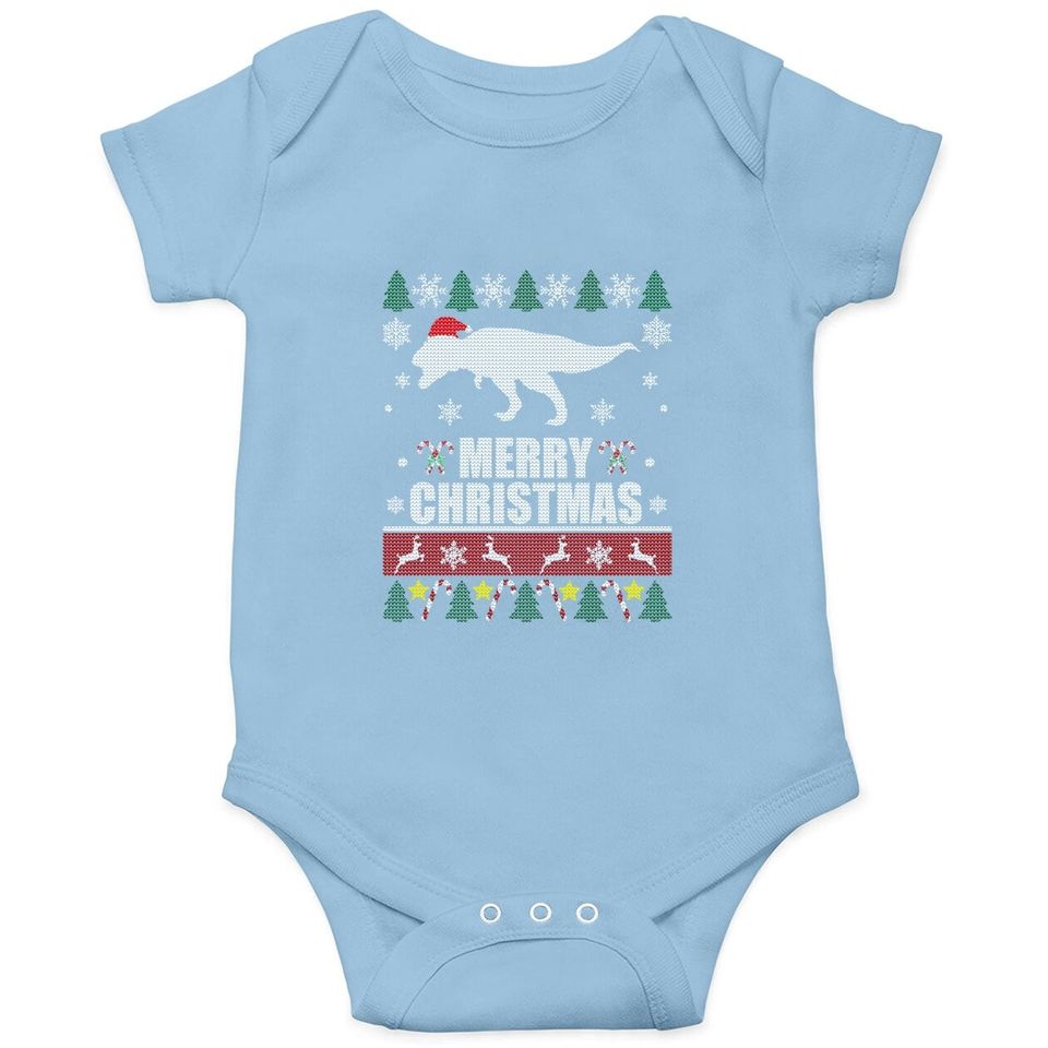 Ugly Christmas Dinosaur T-rex Tyrannosaurus Rex Essential Baby Bodysuit