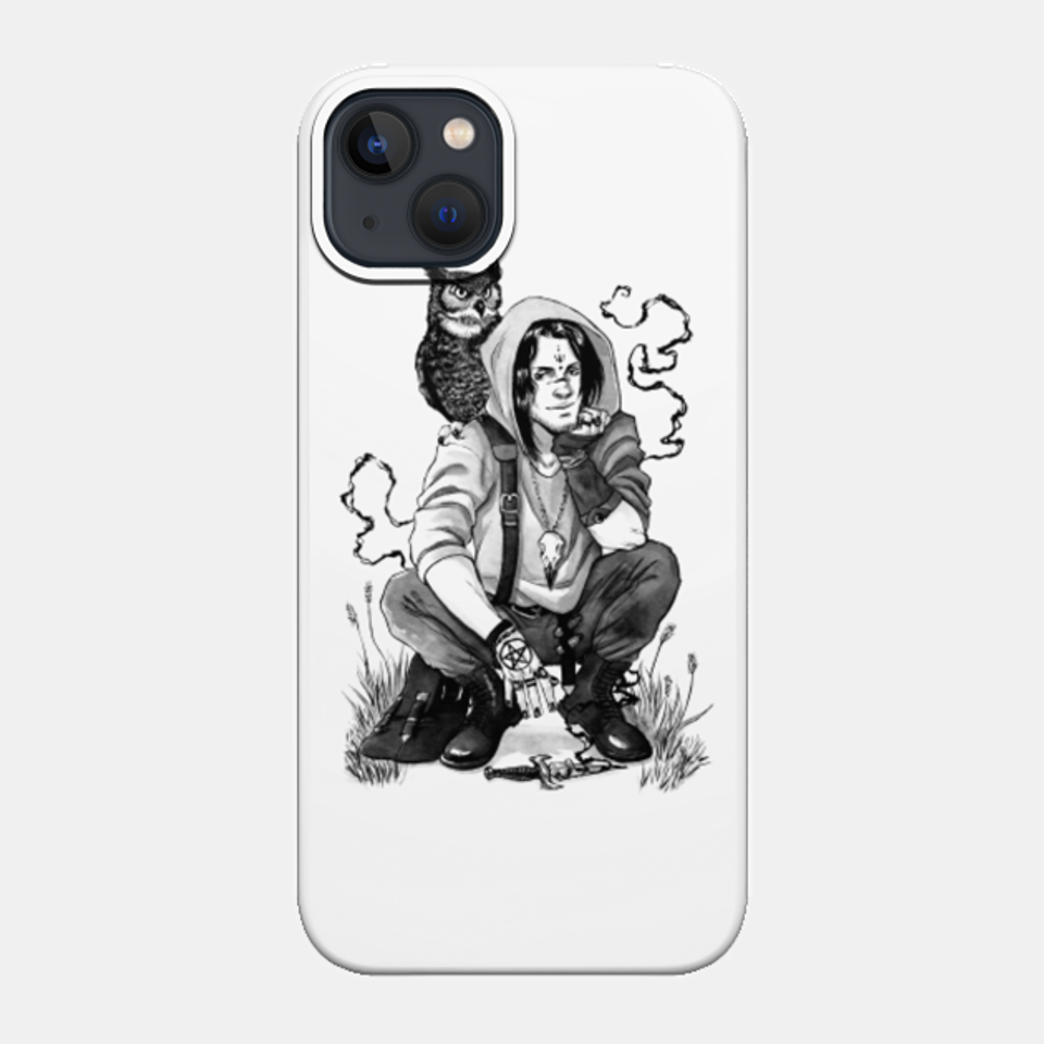 Owl Warlock Ink Drawing - Warlock - Phone Case