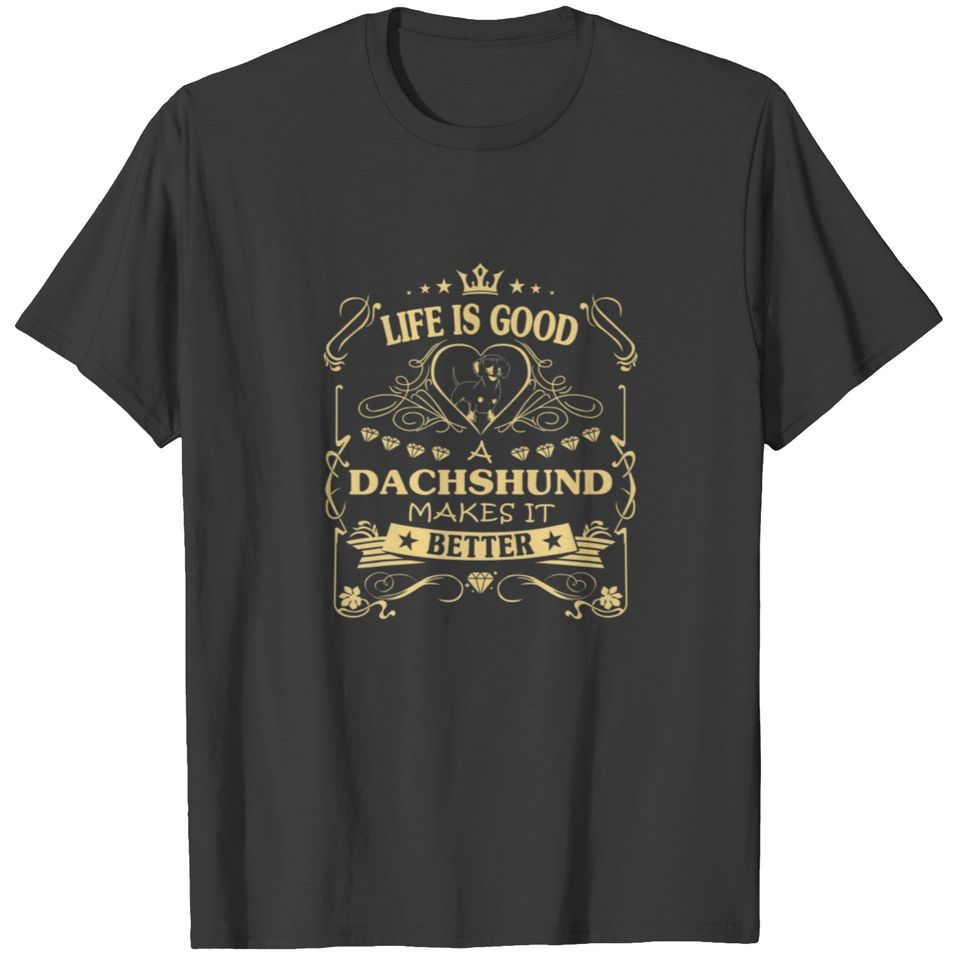 Life Is Good A Dachshund Makes It Better Retro Vin T-shirt