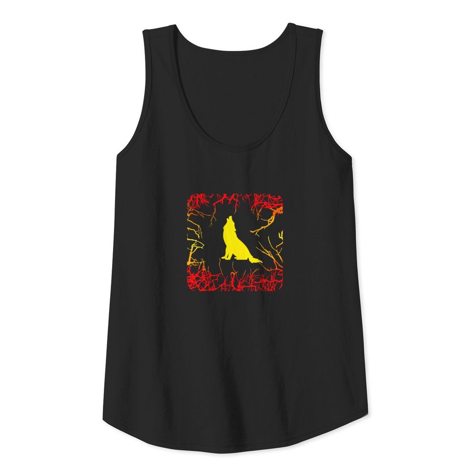 Lonely wolf in forest, Vintage Tank Top