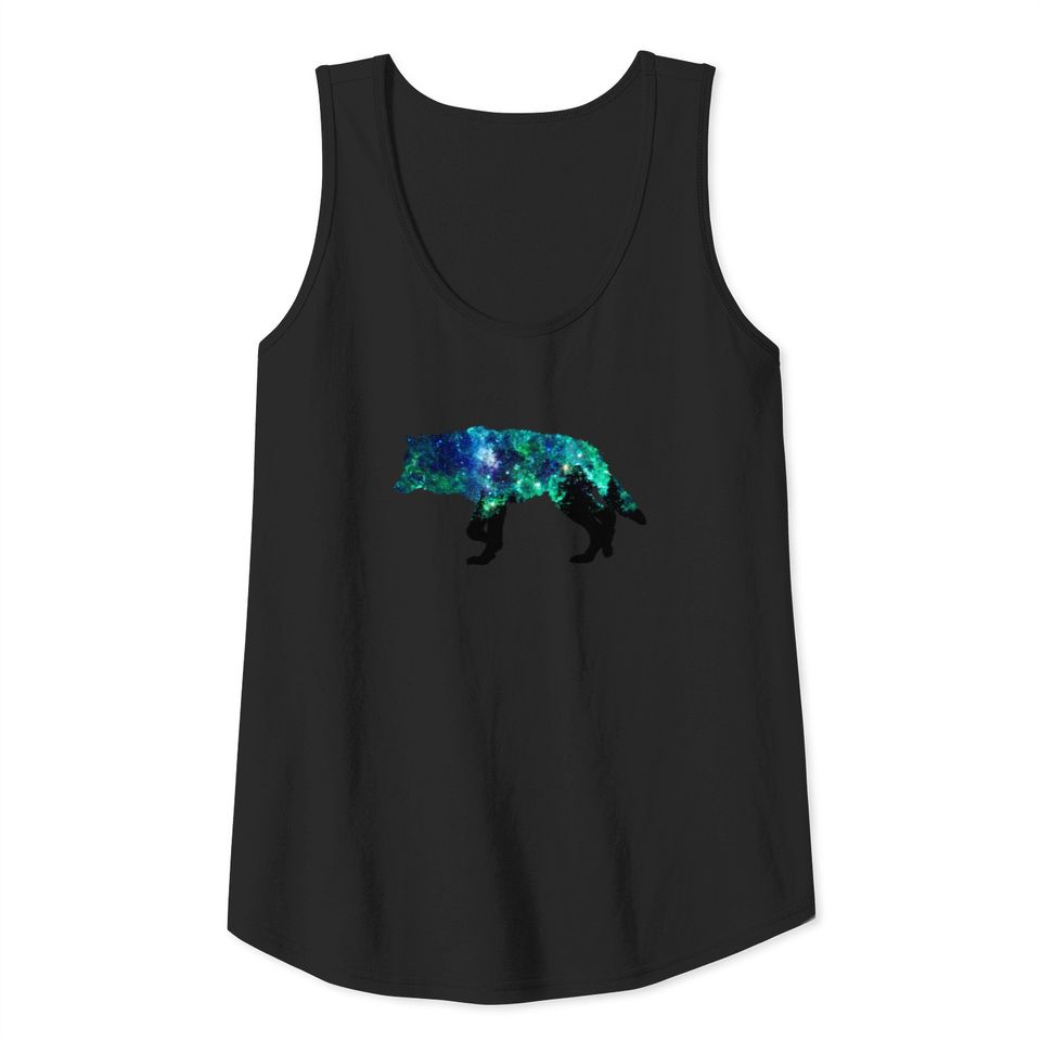 Aurora Galaxy Wolf Tank Top