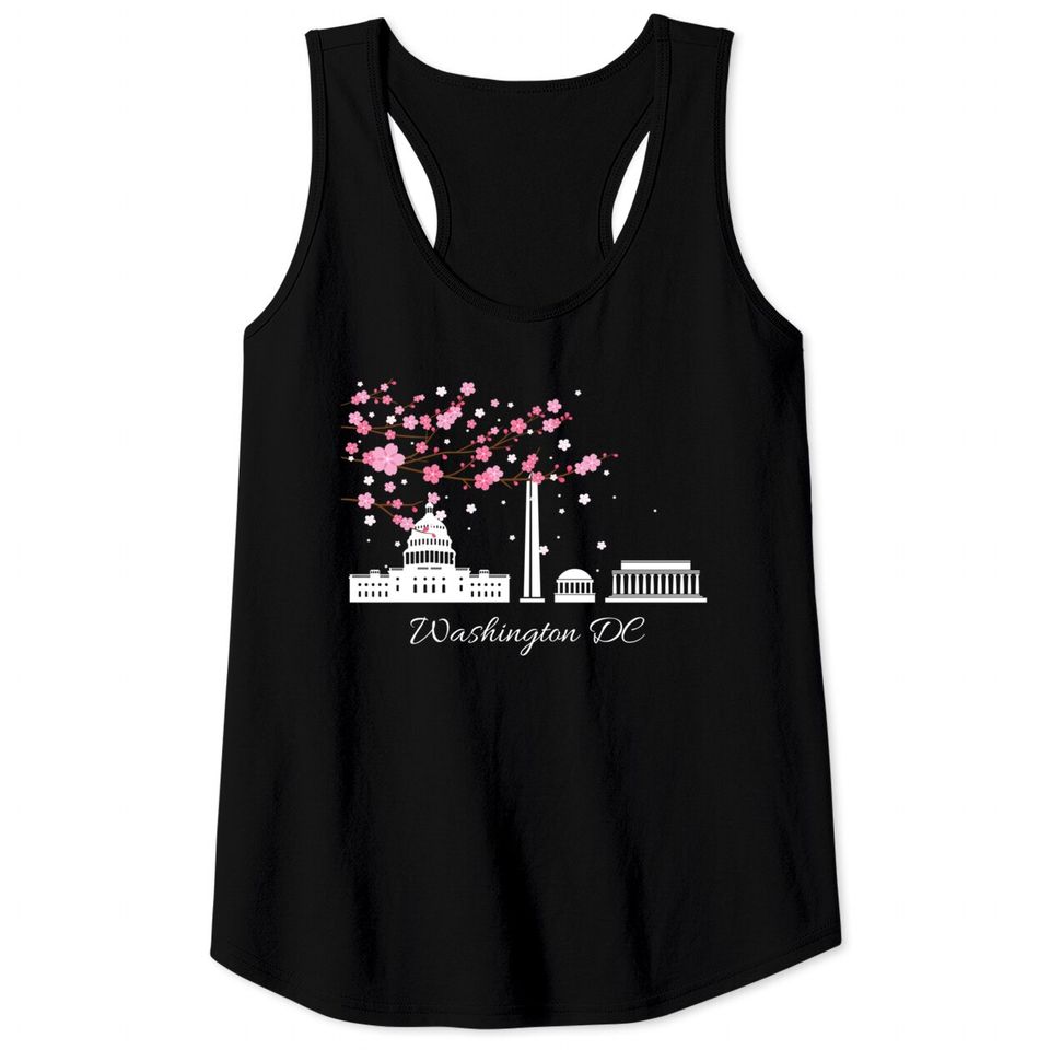 Washington DC Cherry Blossoms Monuments Memorials Tank Tops