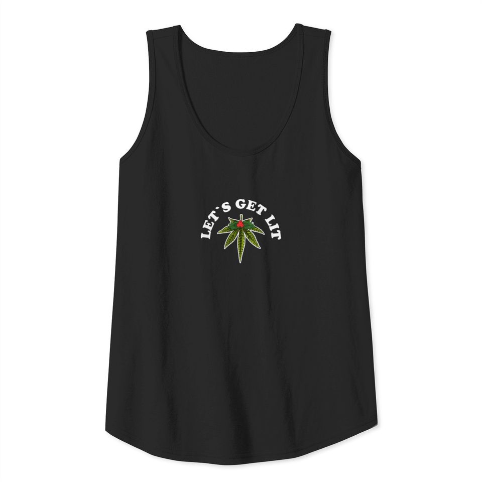 Lets Get Lit Cannabis Leaf Mistletoe Tank Top