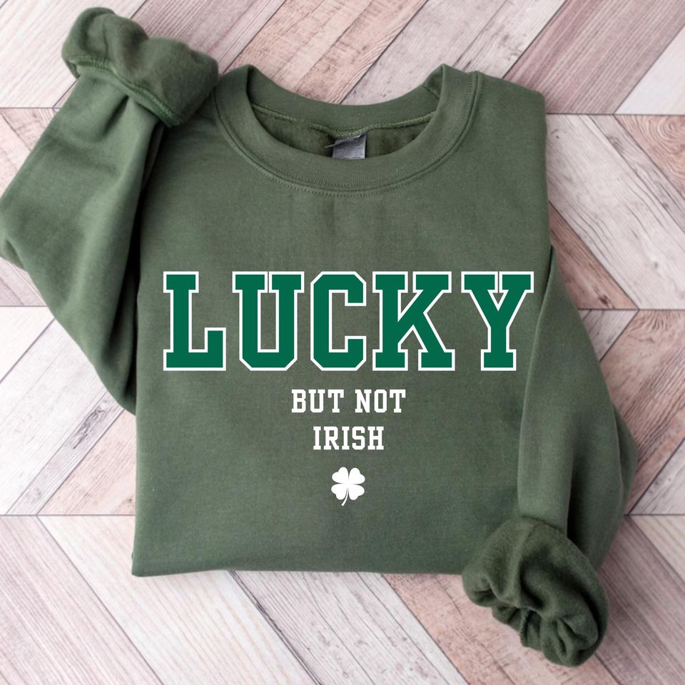 Discover Lucky Irish shirt, St Patricks Day sweater, Lucky St Paddys day sweater, Four leaf clover sweatshirt, Lucky shamrock Irish bestie sweatshirt
