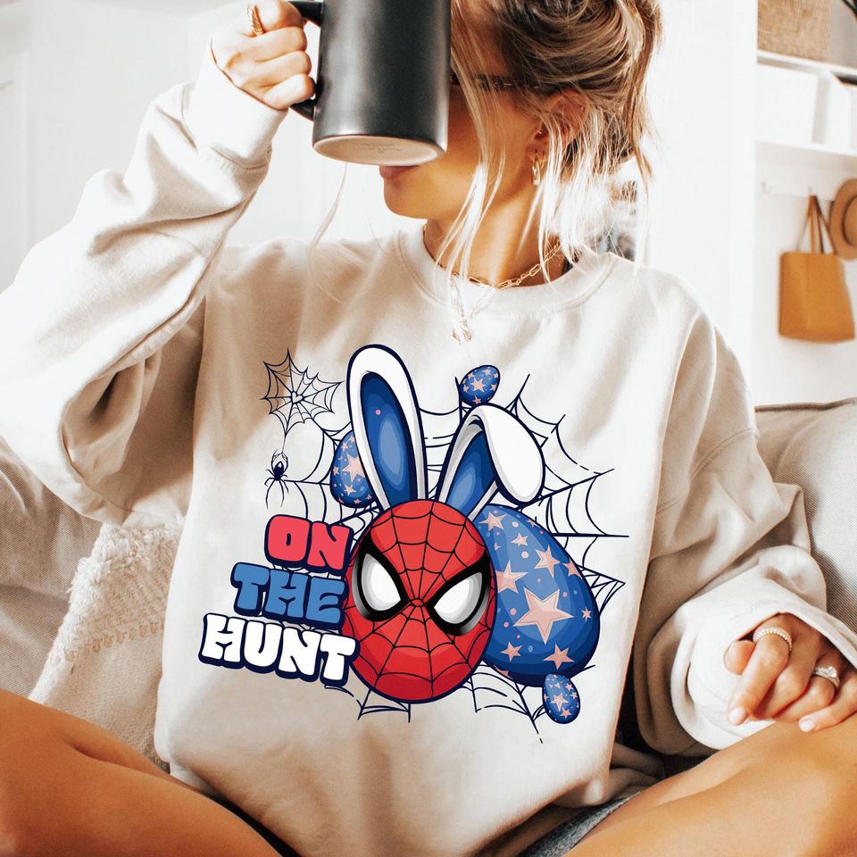 Spiderman Easter Sweatshirt | Easter Day Shirt | Cute Easter Day | Bunny Shirt