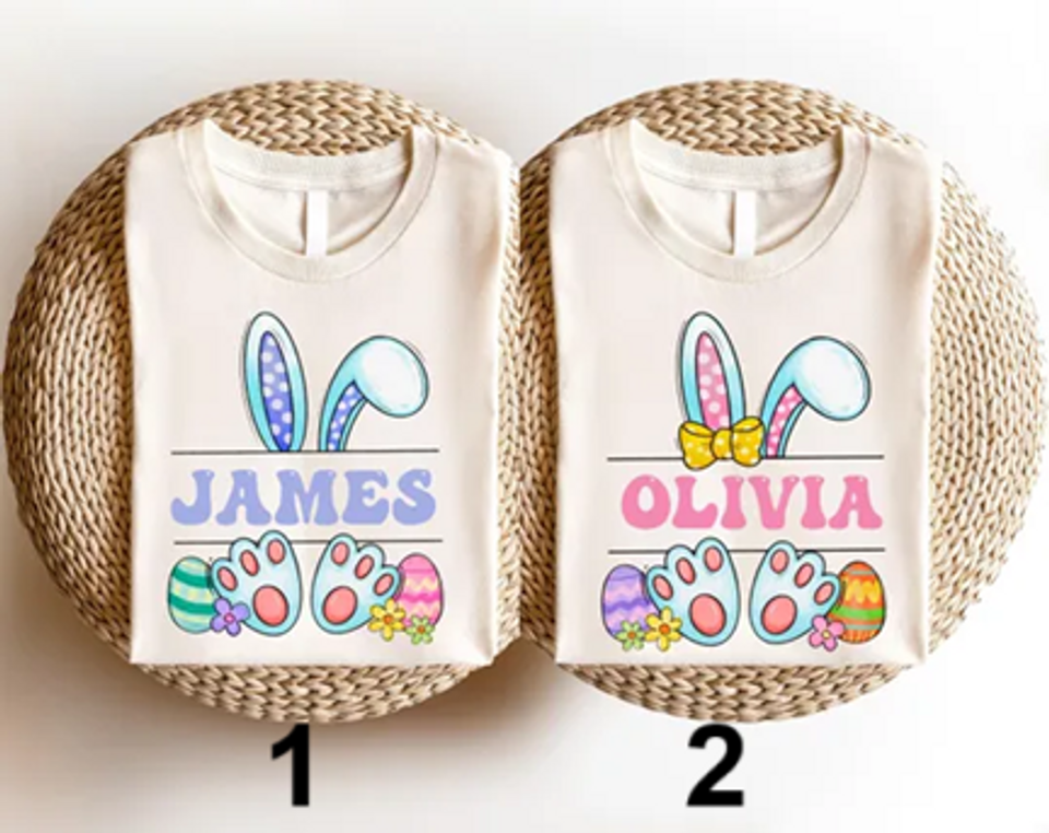 Happy Easter Custom Shirt, Cute Bunny Toddler T-Shirt, Easter Family Trip Shirt, Kids Easter Tee, Personalized Easter Shirt, Bunny Lover Tee
