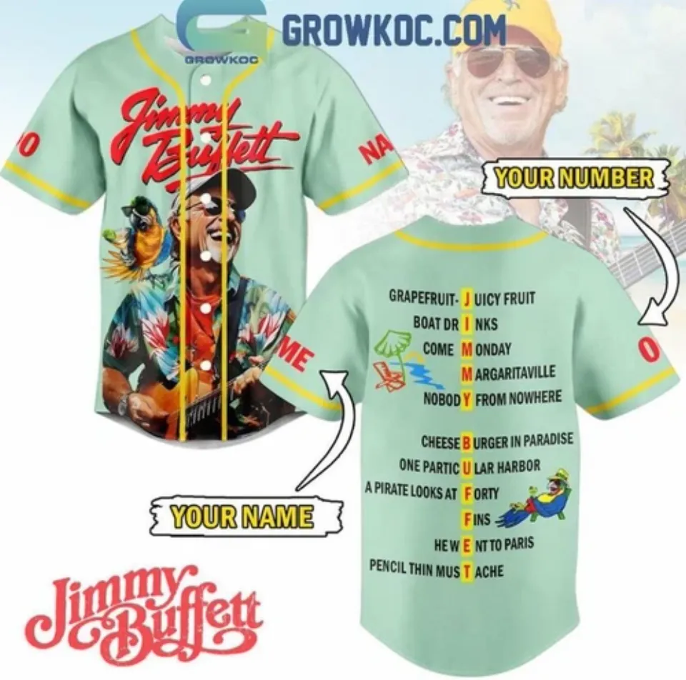 Jimmy Buffett Cheeseburger In Paradise Personalized Baseball Jersey
