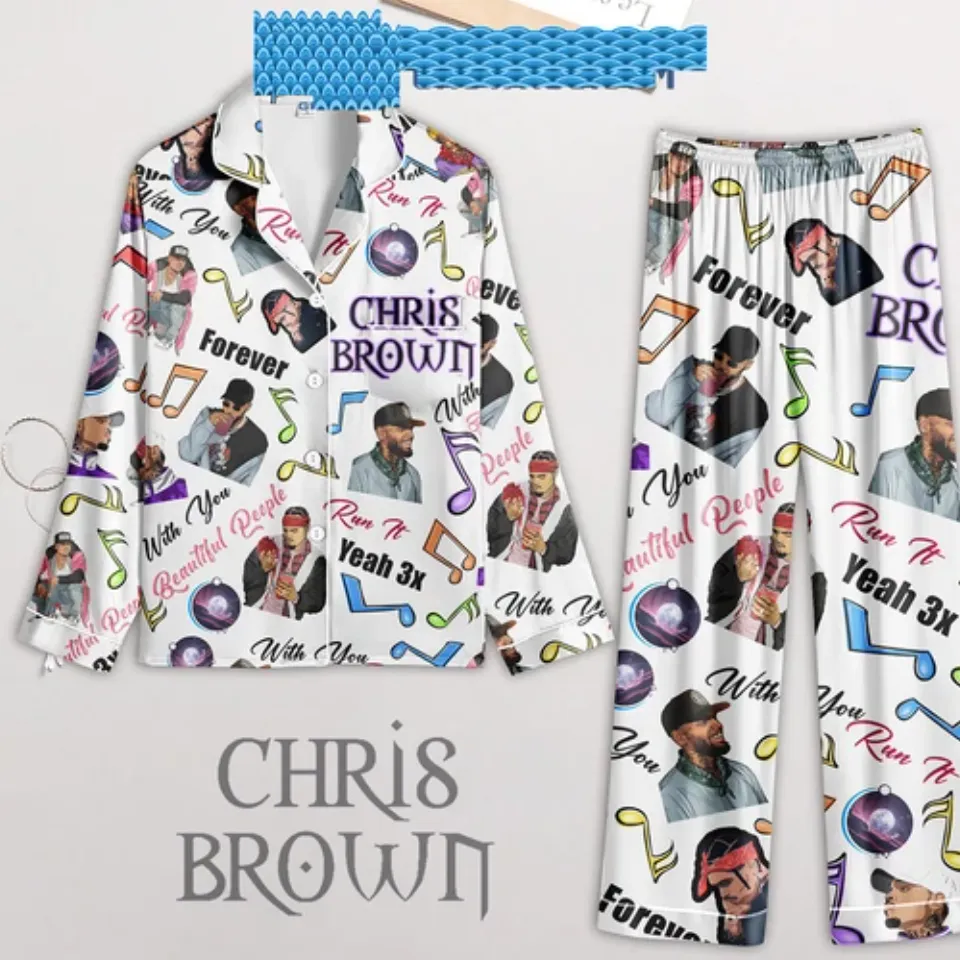 Chris Brown Forever Yeah Satin Pajamas Set