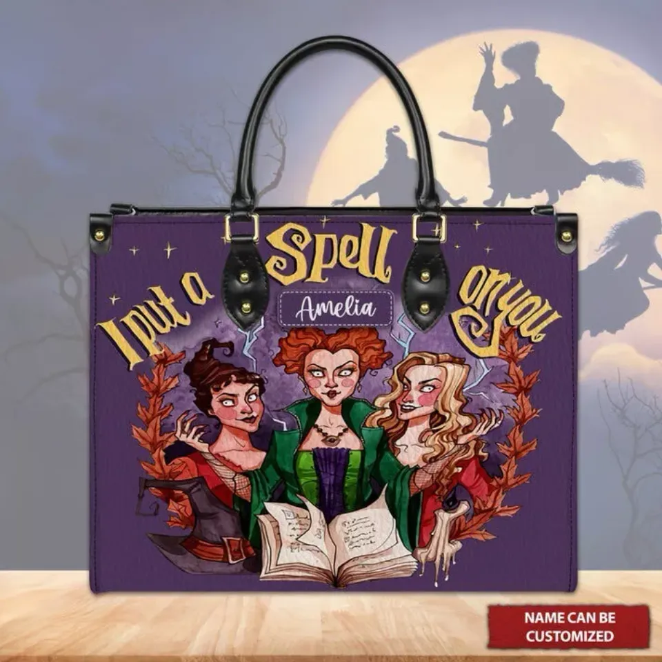 Personalized Sanderson Sisters Leather Handbag, Hocus Pocus Witches Leather Bag