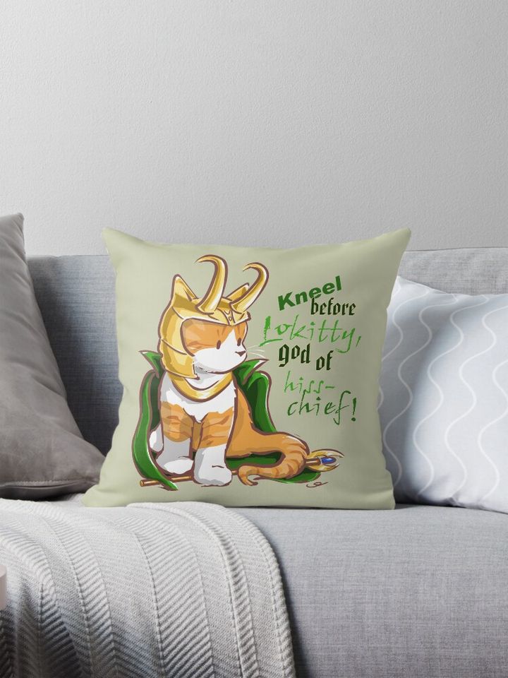 Kneel Before Lokitty! (chibi version) Pillow