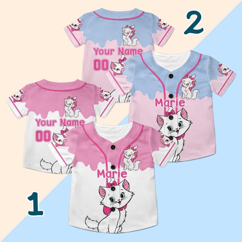 Custom Marie Artistocats Disney Baseball Jersey, The Aristocats ...