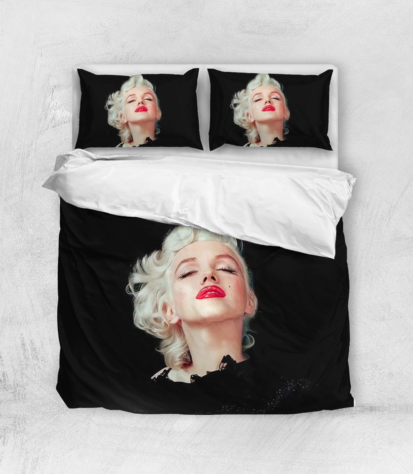 3D Marilyn Monroe Black Bedding Set