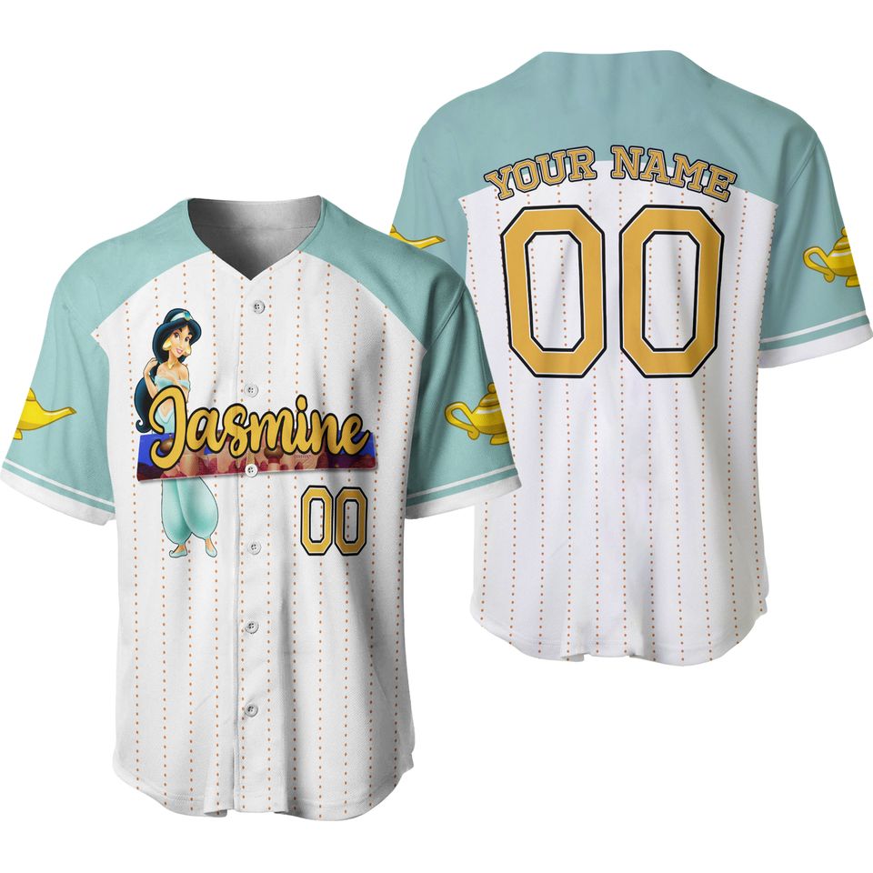 Personalized Disney Princess Jasmine Aladdin Disney Baseball Jersey, Disney Jersey