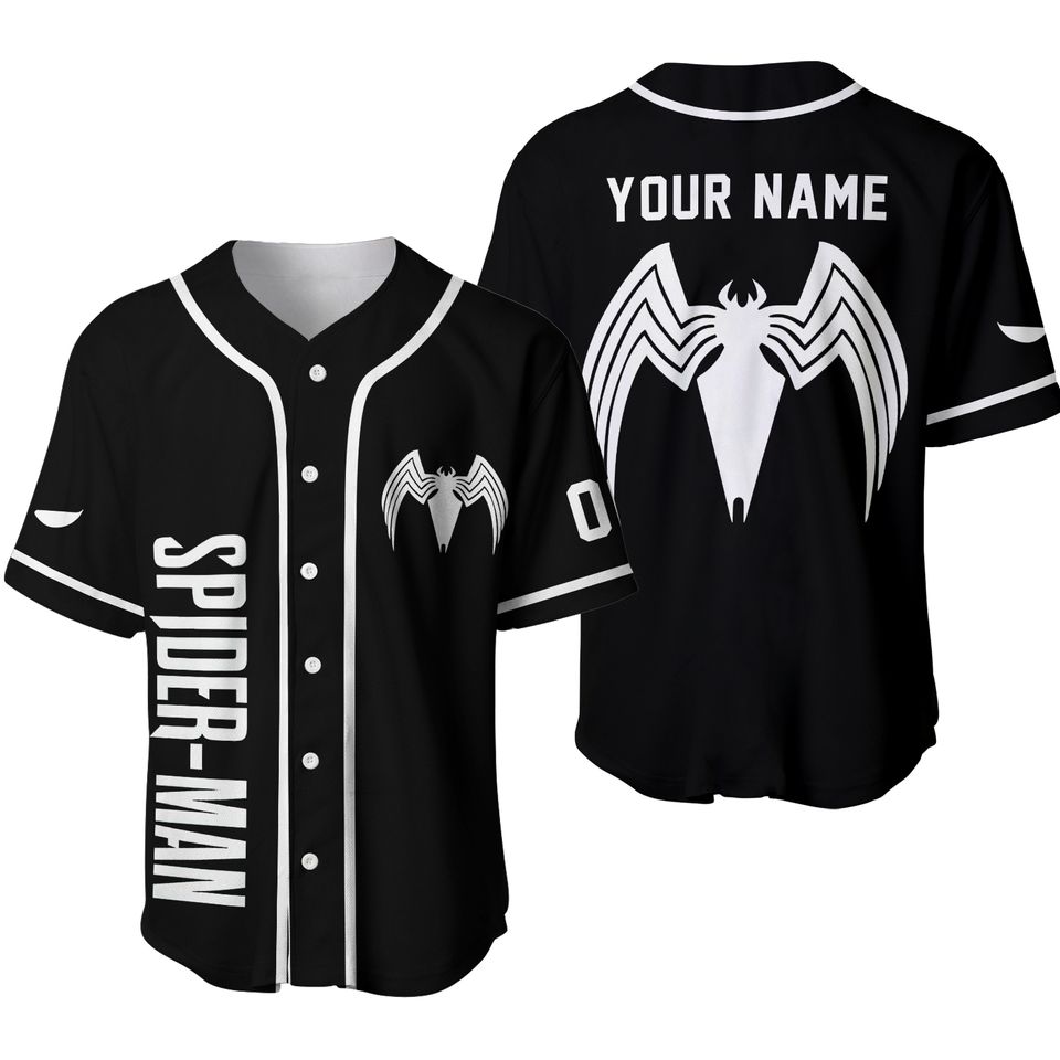 Personalized Spider-Man Alien Symbiote Baseball Jersey, Superhero Jersey